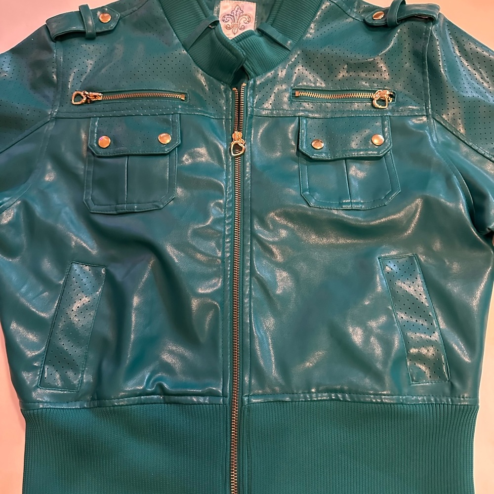 Raw Blue Premium Denim Casual Sport Jacket Women Large Aqua Green - Picture 4 of 8